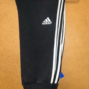 Adidas Black Track Pants with White Stripes